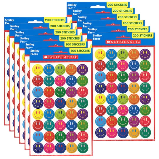 Scholastic® Teaching Resources Smiley Faces Stickers, 12 Packs of 200 | 3/4" | Michaels®